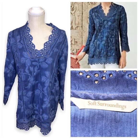 Soft Surrounding Blue Deidre Tunic Top - Picture 1 of 12
